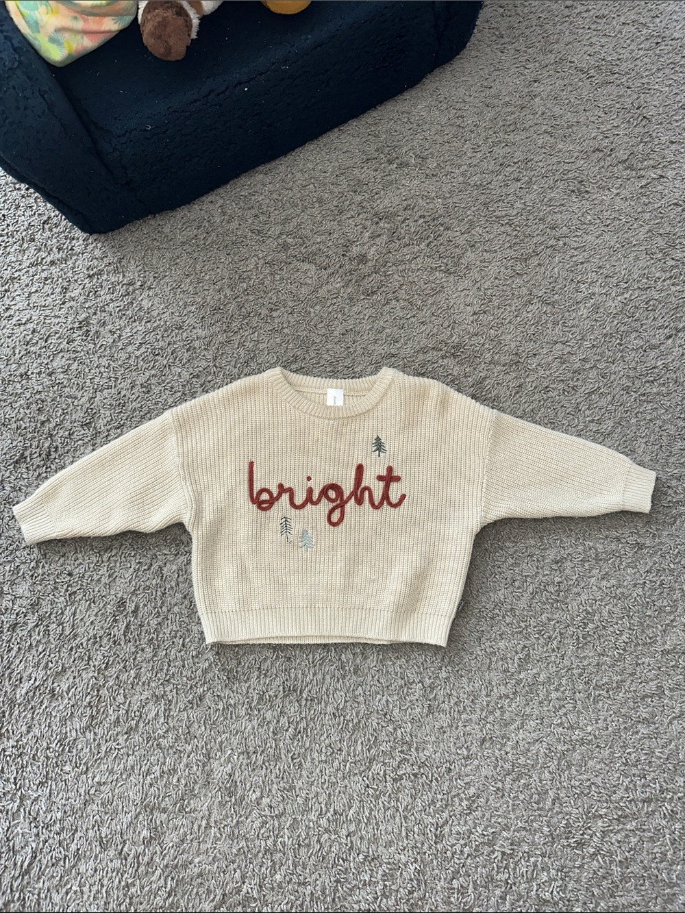 Bright Embroidered Cream kids Sweater